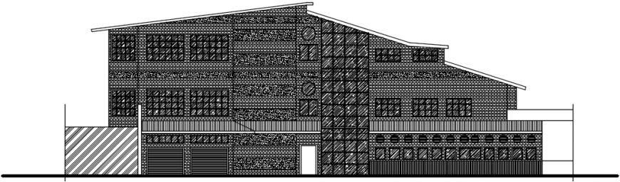Back Side elevation drawing details of theme restaurant dwg file