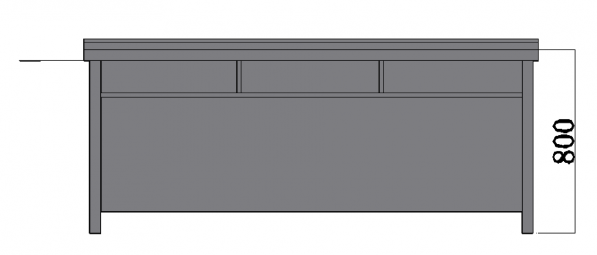 Back Side Table 2D Elevation Layout Design in DWG Format