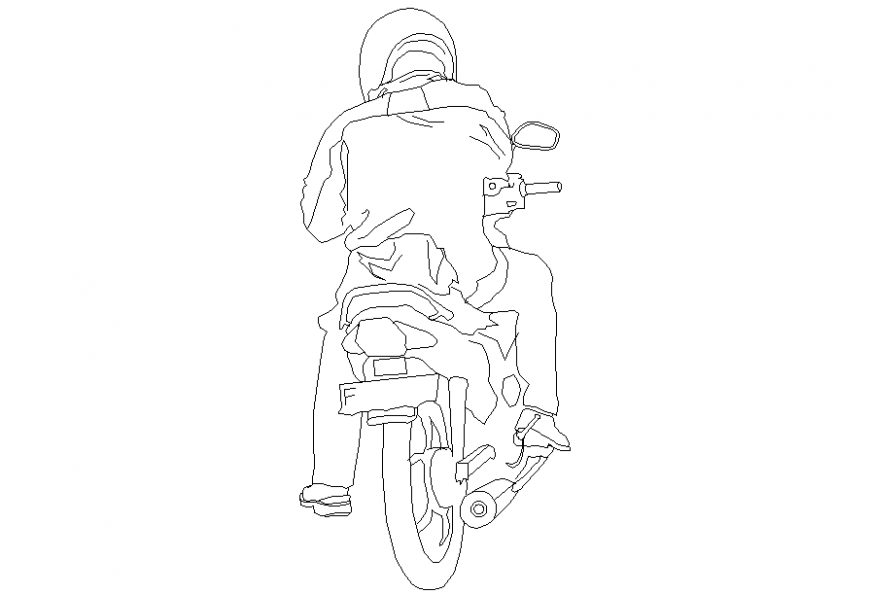 Back Side View of Bike Detail in DWG file