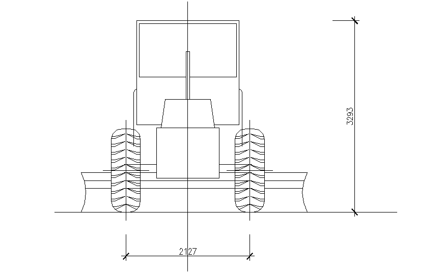 Back view elevation of membrane truck dwg file