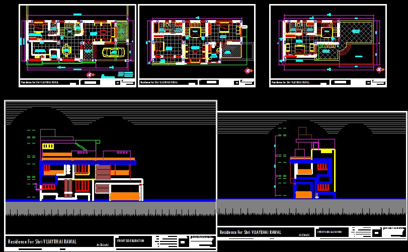 Modern Residential House Design CAD Drawing with Elevation View