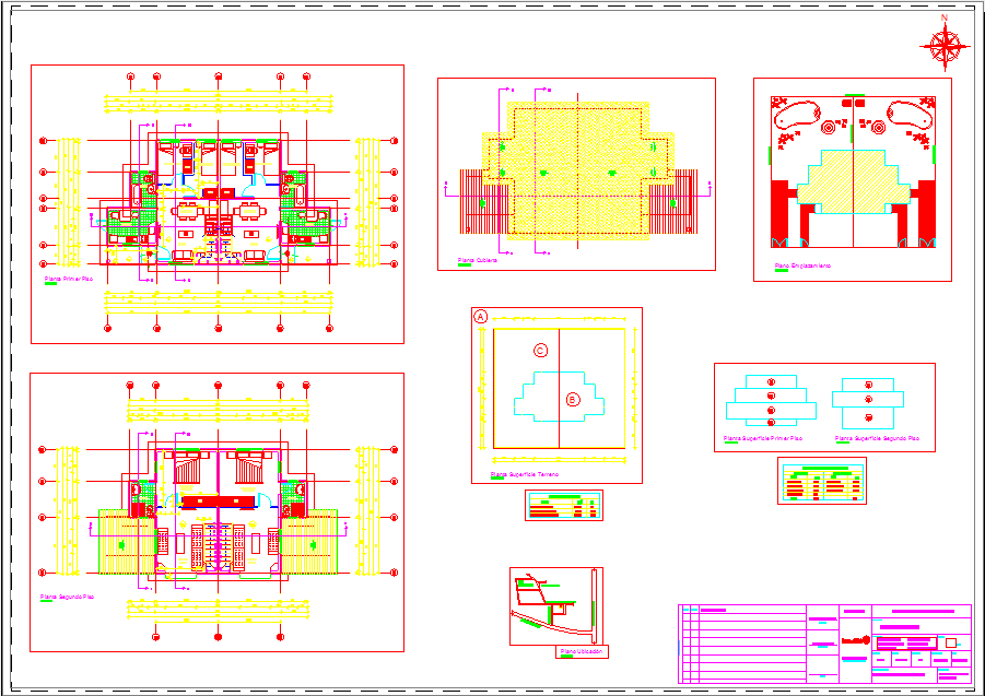 Twin House CAD Architectural Plan with Dual-Level Floor Layouts