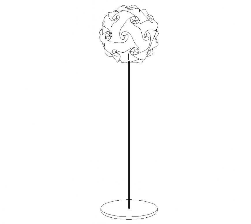 Ball shape design of decorative tree with interior look dwg file