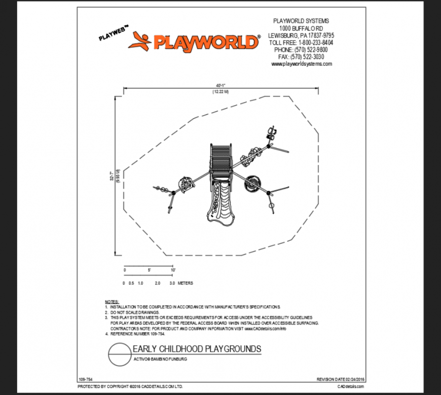 Bambino fun burg top view of play area play equipment details dwg file