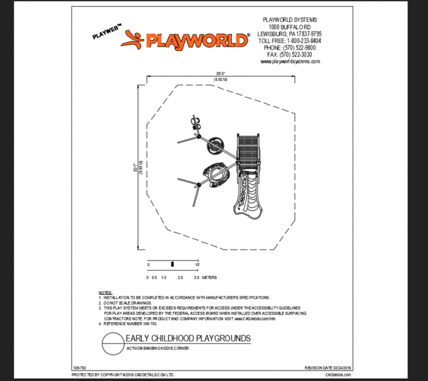 Bambino kiddle corner play are equipment details of school playground dwg file