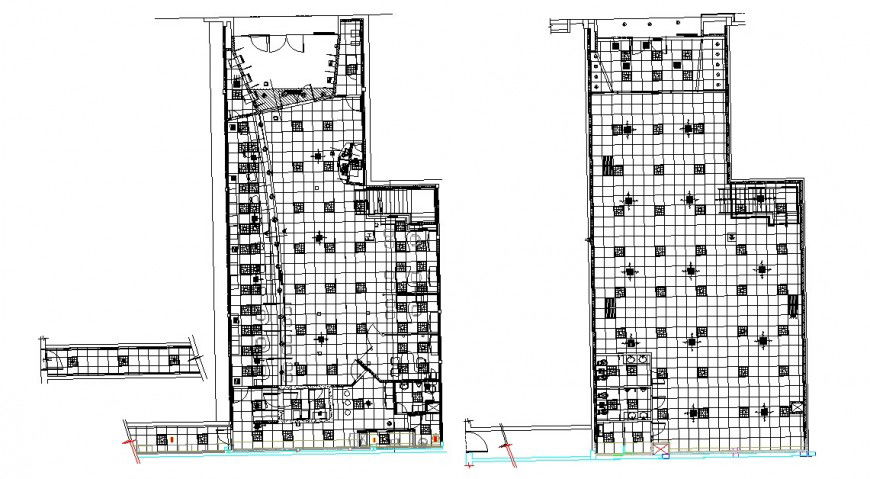 Bank agency building floor plan and cover plan cad drawing details dwg file
