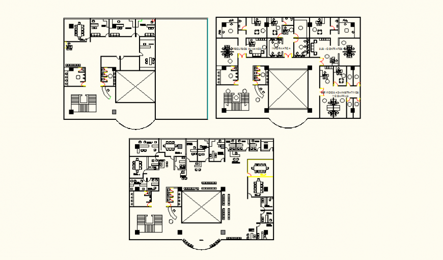 Bank building detail elevation and plan autocad file
