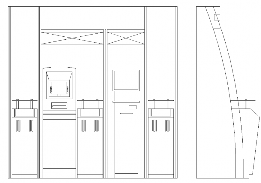 Bank furniture drawing in dwg AutoCAD file.