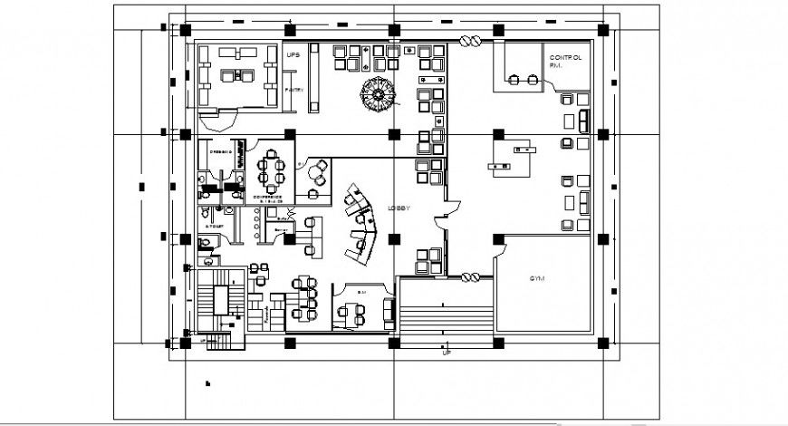 Bank ground floor plan in auto cad file