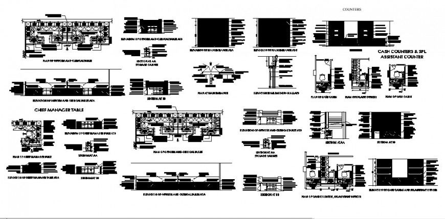 Bank interior detail drawing in dwg AutoCAD file.