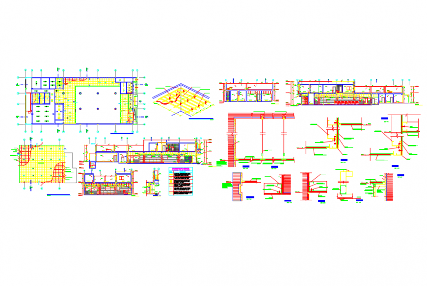 Bank office construction and details for ceiling dwg file