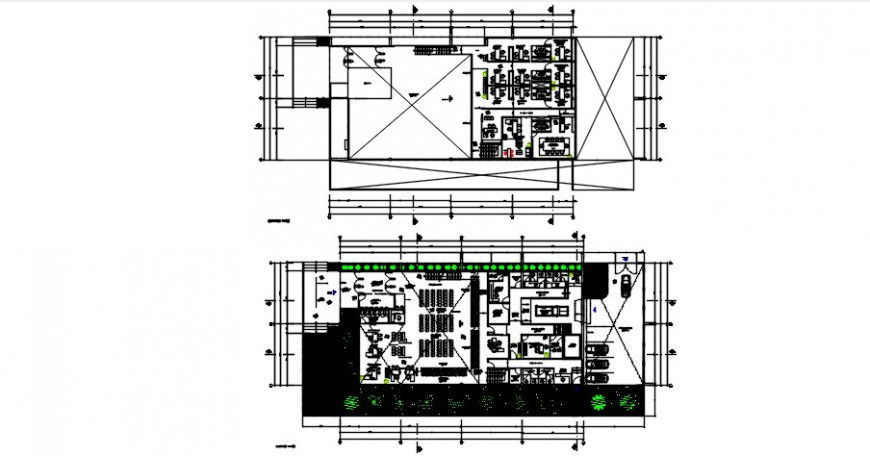 Banking agency two floors distribution plan cad drawing details dwg file