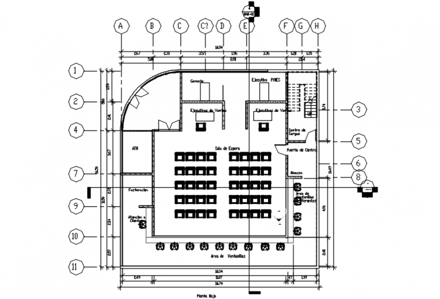 Banking branch ground floor layout plan cad drawing details dwg file
