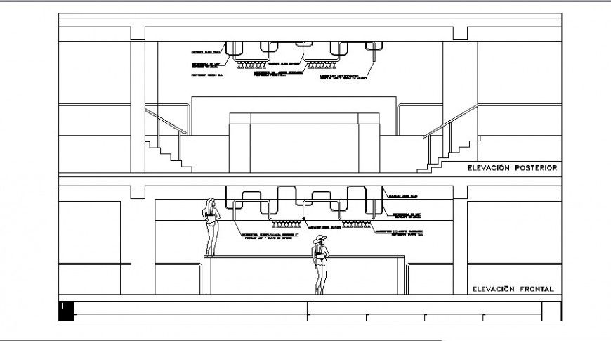 Bar area structure elevation in auto cad