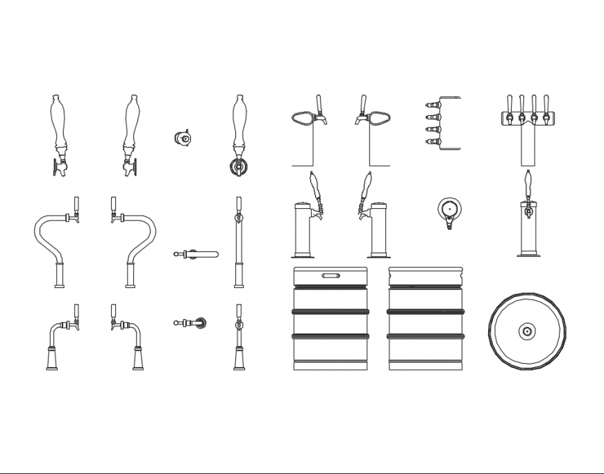 Bar components cad blocks cad drawing details dwg file