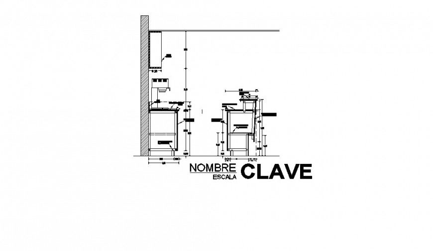 Bar counter cut section and furniture cad drawing details dwg file