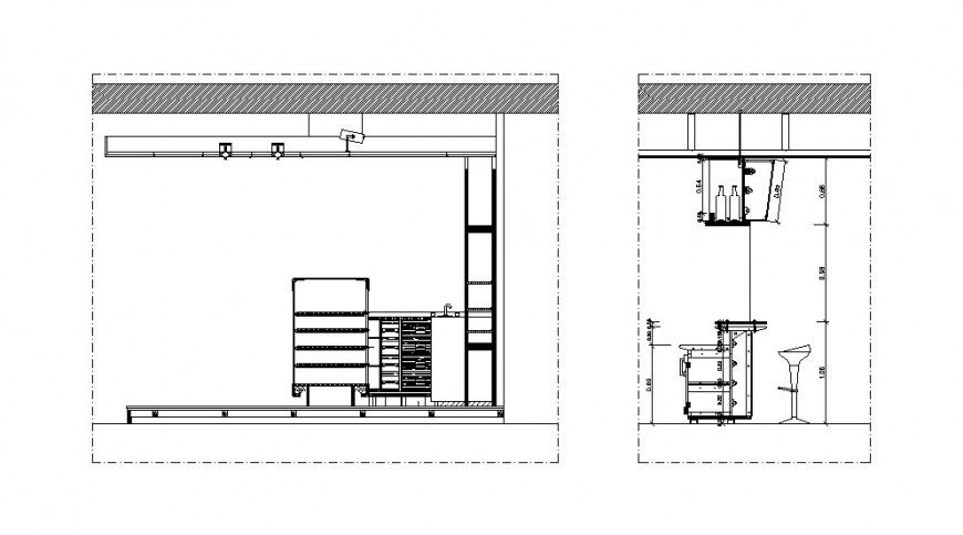 Bar Counter CAD Drawing AutoCAD File DWG Section and Furniture