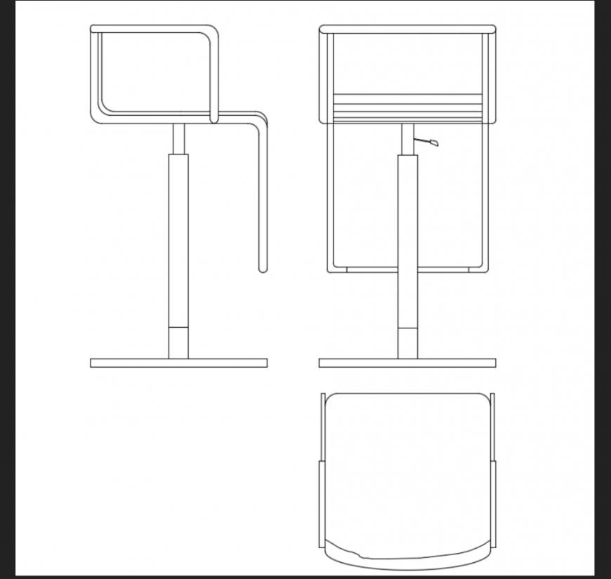 Bar stool all sided design cad block details dwg file