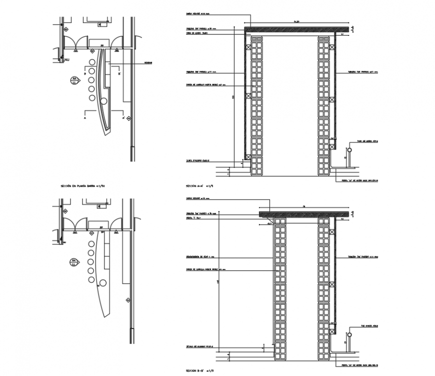 Bar Table 2D CAD Design for Interior Furniture Plans