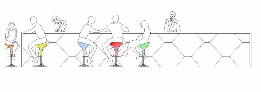 Bar tender shop detail elevation 2d view layout CAD blocks AutoCAD file