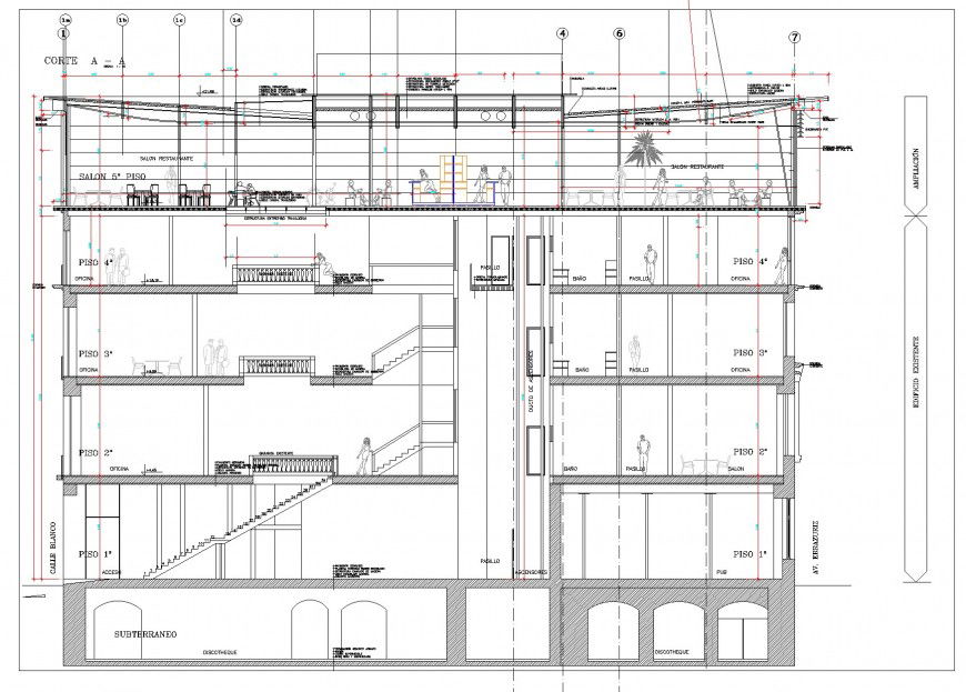 Bar terrace working section plan autocad file