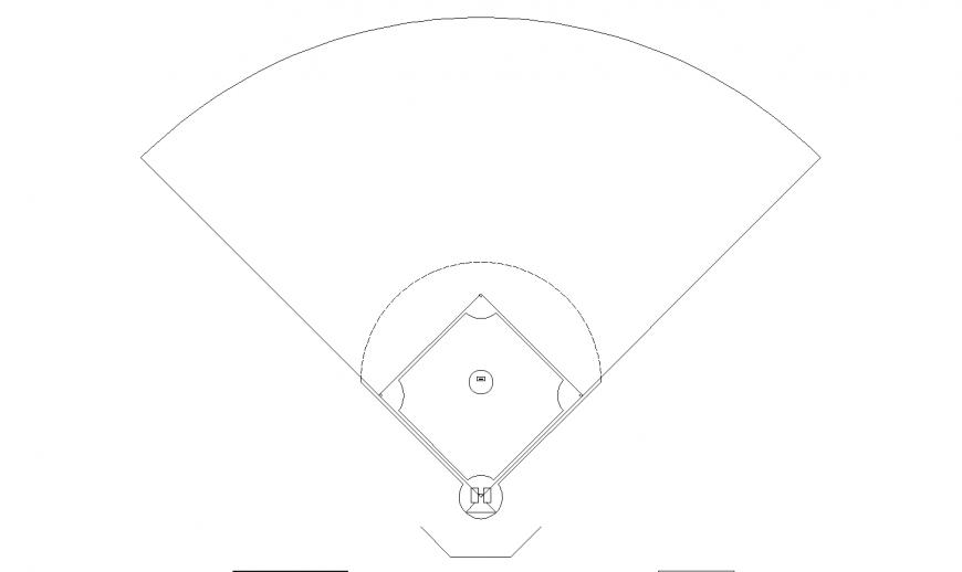 Base ball court layout plan in dwg AutoCAD file.