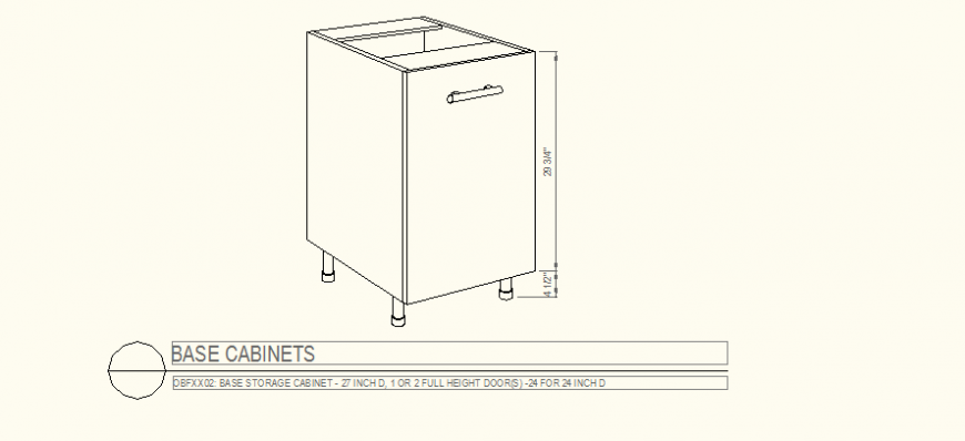 Base cabinet single door detail layout file
