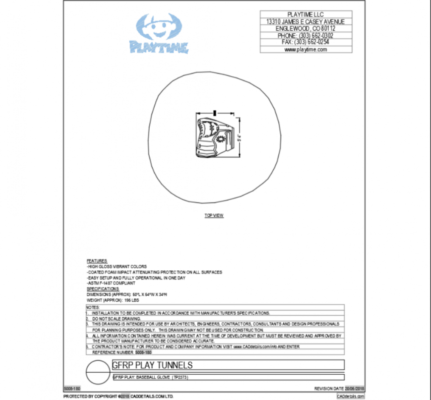 Baseball glove of park play equipment details dwg file