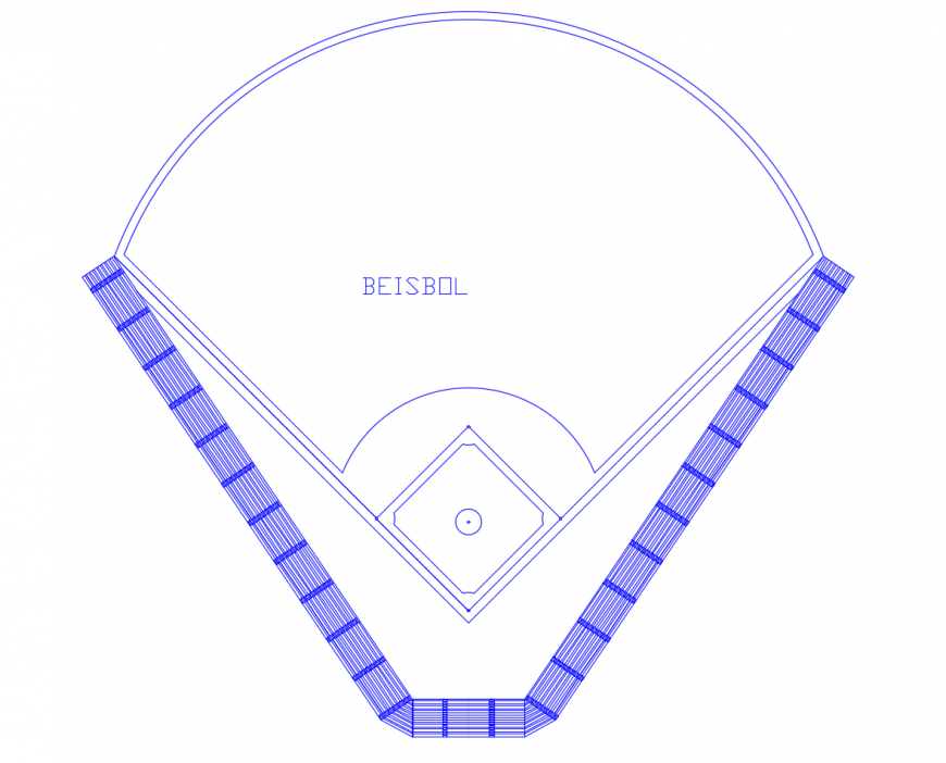 Baseball ground architecture plan cad drawing details dwg file