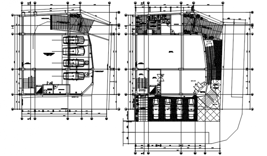 Basement and first floor plan of hostel in AutoCAD file