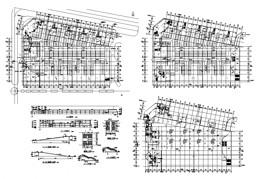 Basement Car parking detail elevation 2d view autocad file