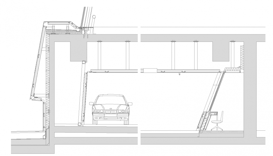 Basement car parking drawing in dwg file.