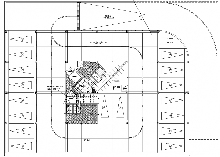 Basement parking commercial building plan layout file