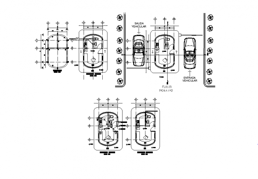 Basement parking elevation detail layout 2d view projection layout file