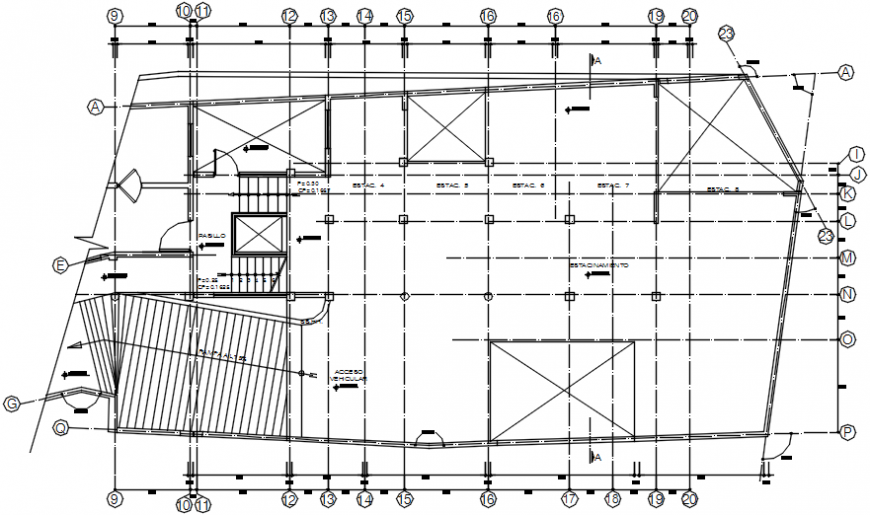 Basement parking floor drawing details of apartment building dwg file