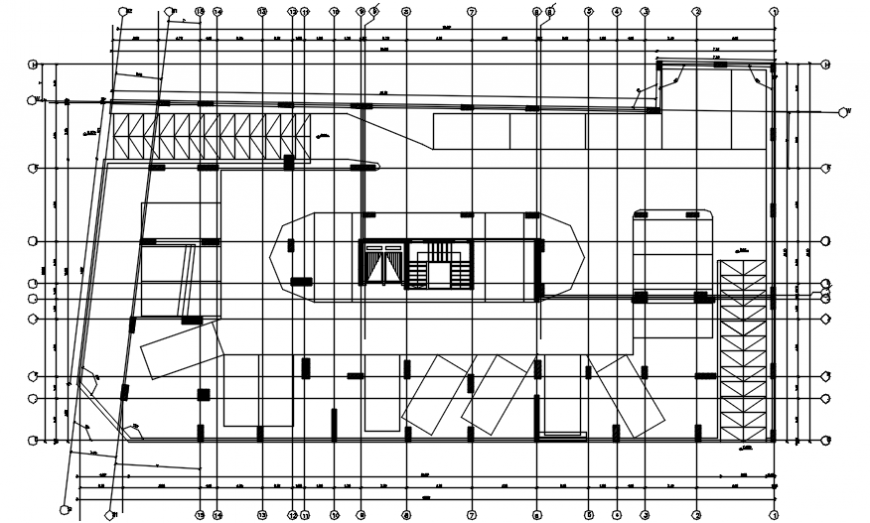 Basement parking floor layout plan drawing details of apartment building dwg file