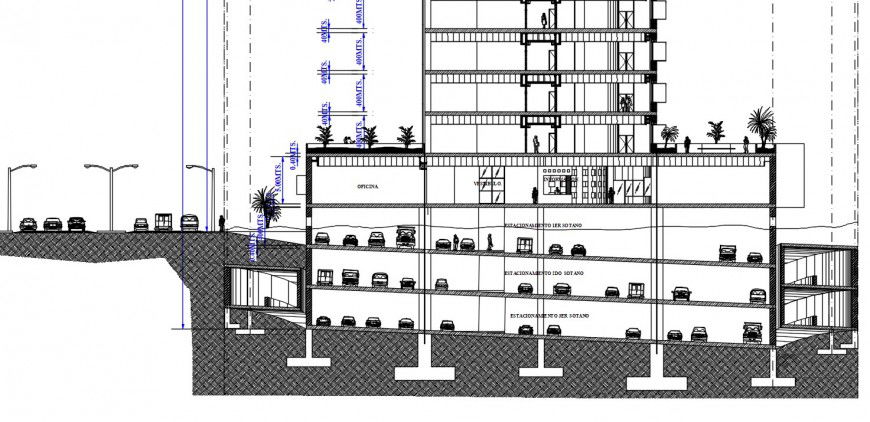 basement parking service building detail cad file