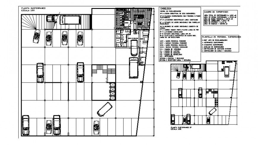Basement parking system detail 2d view layout autocad file