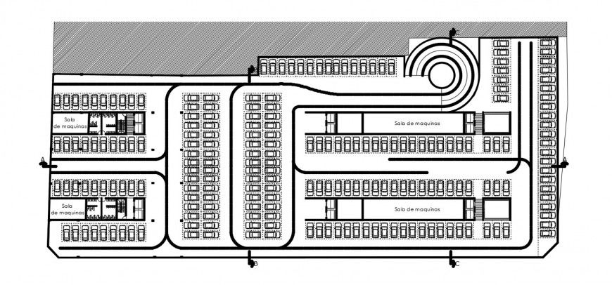 Basement parking system details drawings 2d view layout plan dwg file