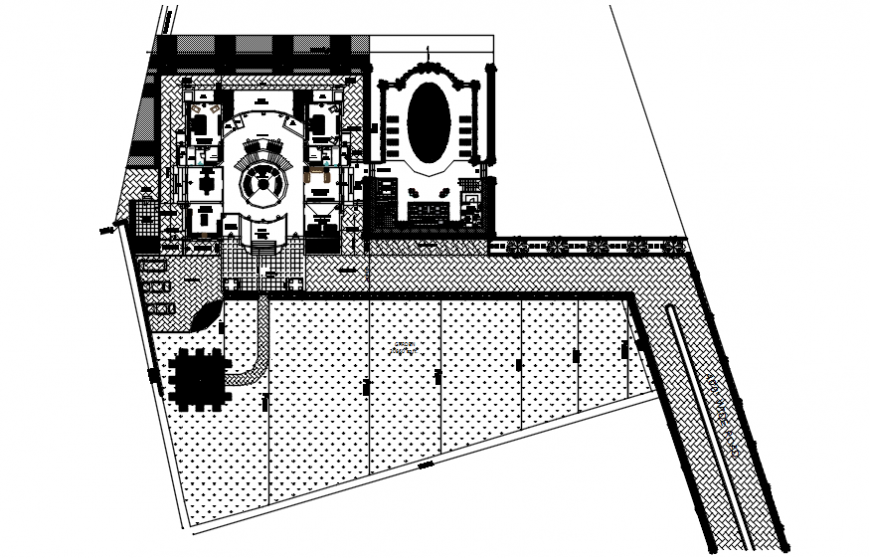 Basement plan of apartment with home theater in AutoCAD