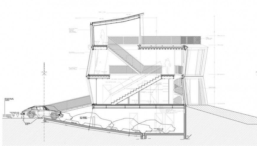 Basement section plan cad file