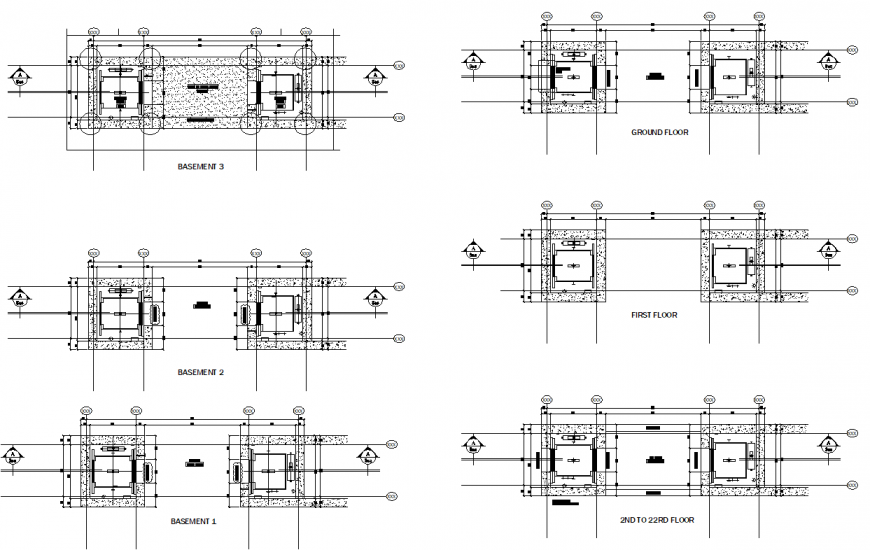 Basement to 22 rd floor lift plan layout file