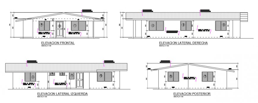 Basic Elevation of Preliminary Housing Design DWG File