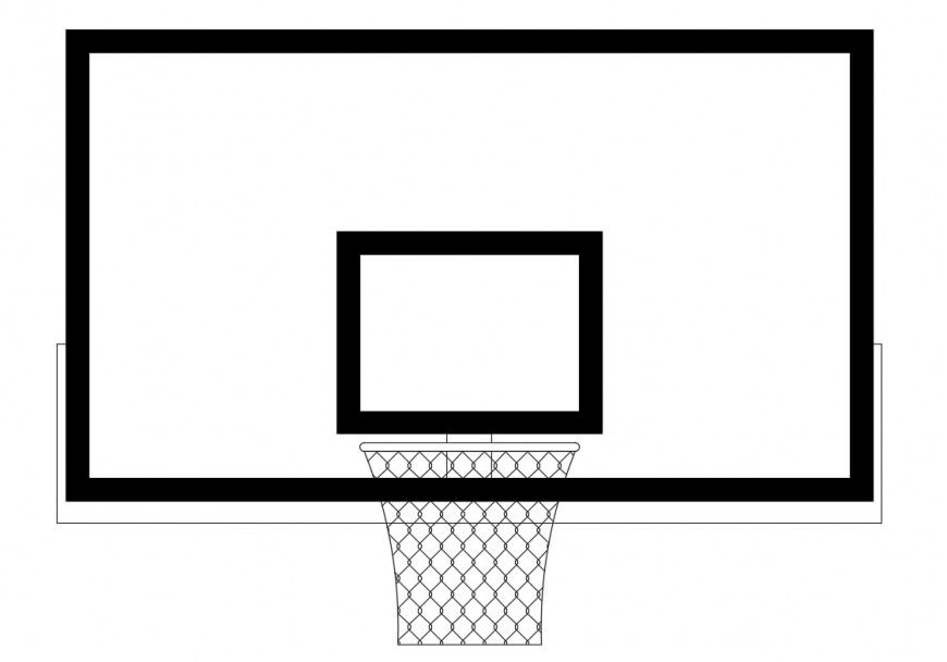 Basket ball back board elevation cad drawing details dwg file