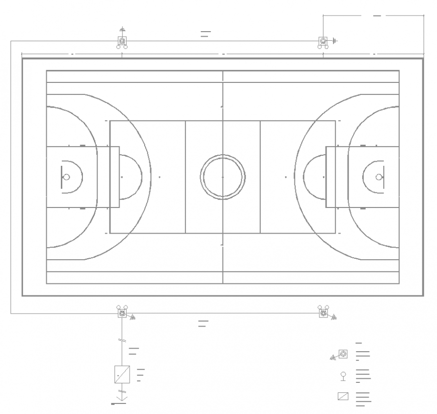 Basket ball court detail drawing in dwg file.