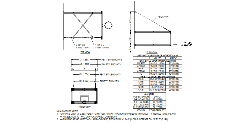 Basket ball court detail plan and elevation dwg file
