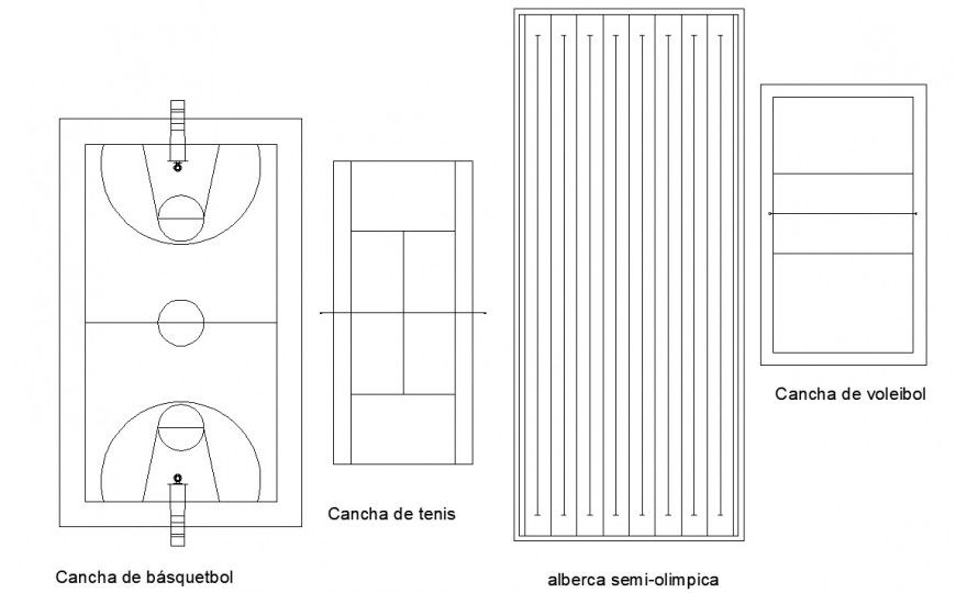 Basket ball field plan detail in dwg AutoCAD file.