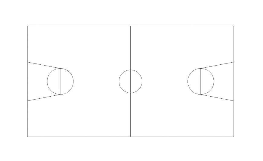 Basket ball floor plan with sport center dwg file