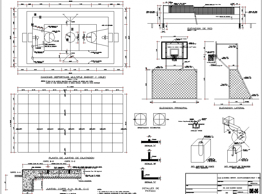 Basket ball ground design detail in dwg file.