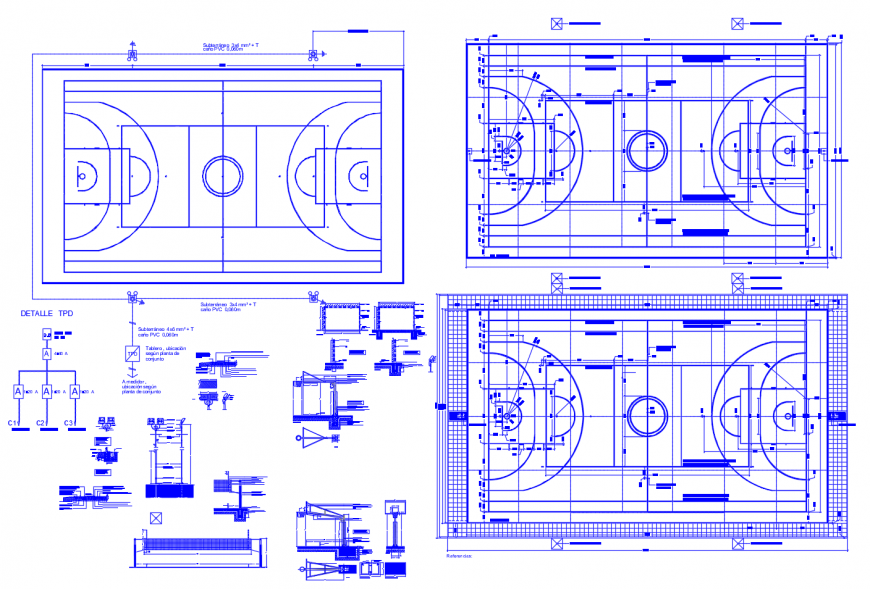 Basket ball playground plan detail 2d view layout file in dwg format